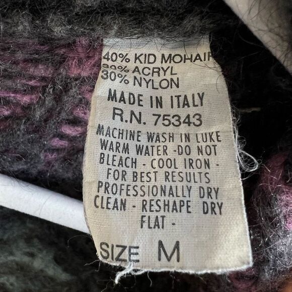 VTG Baldimaglie Italy Women’s Medium Chunky Knit Nordic Mohair Cardigan Sweater - Picture 10 of 11